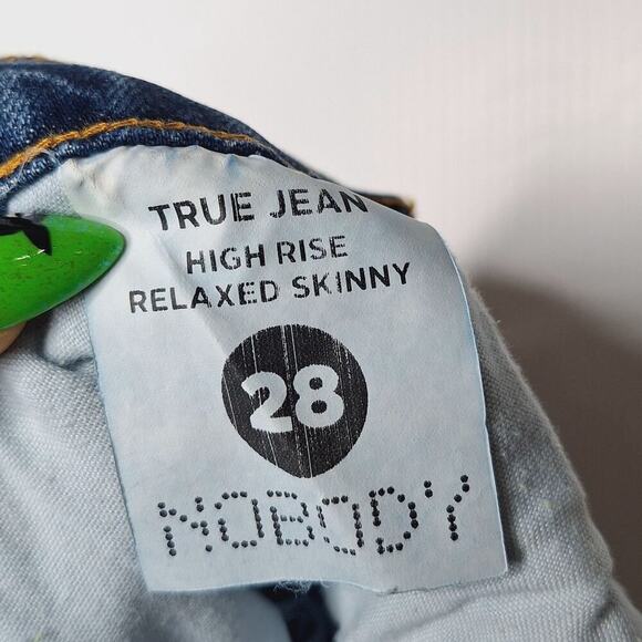 Nobody True Jean High Rise Relaxed Skinny 28 Step Up Raw Hem Fray Medium Rinse - Picture 3 of 10